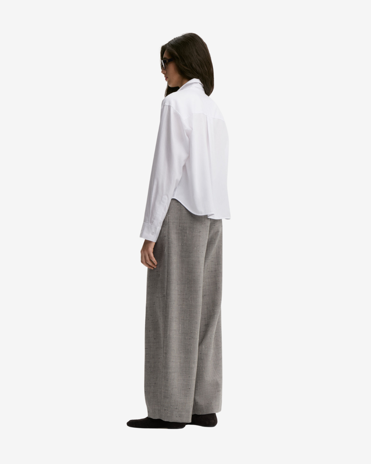 Aubrey Cropped White herringbone