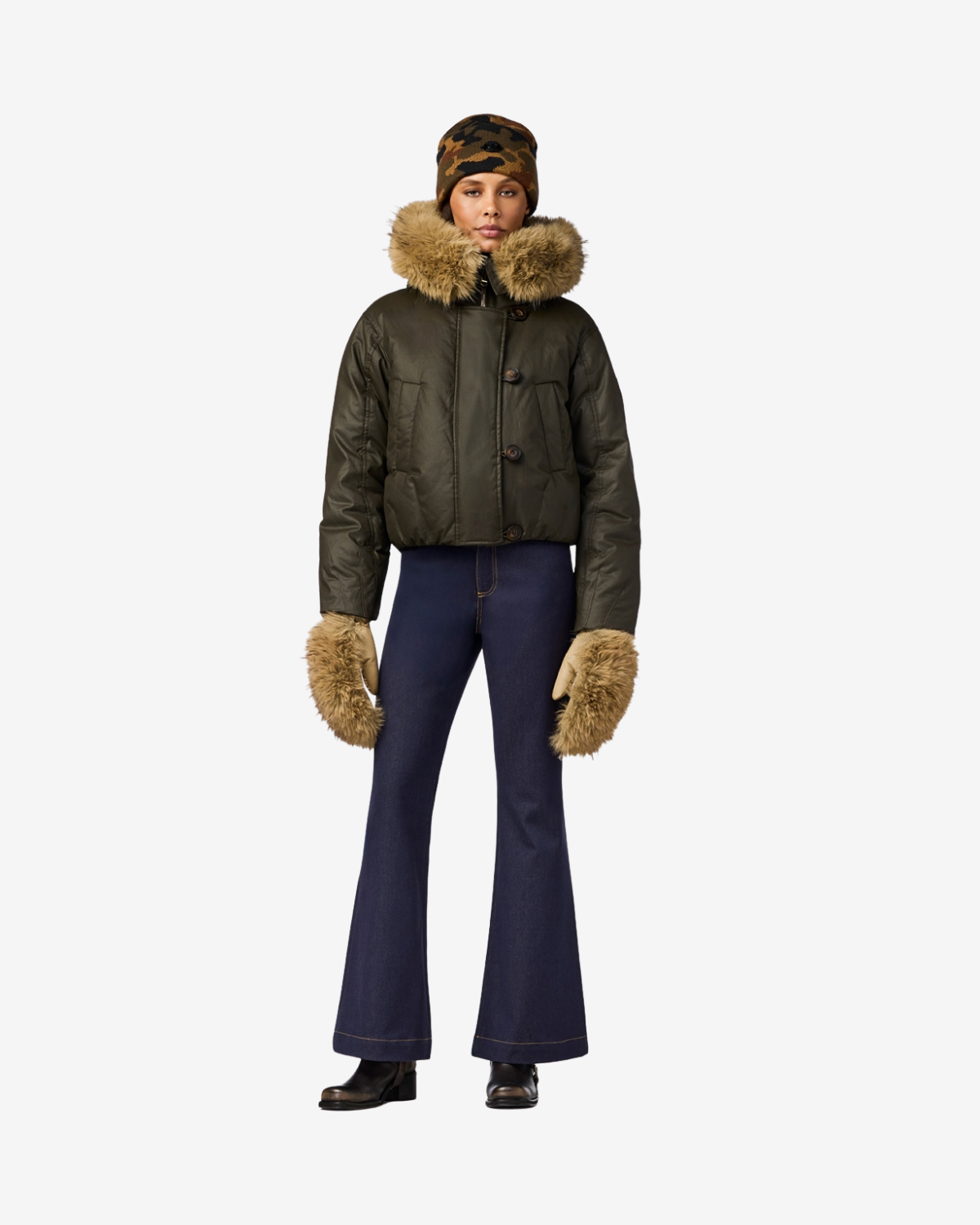 Nyoko jacket faux border Army
