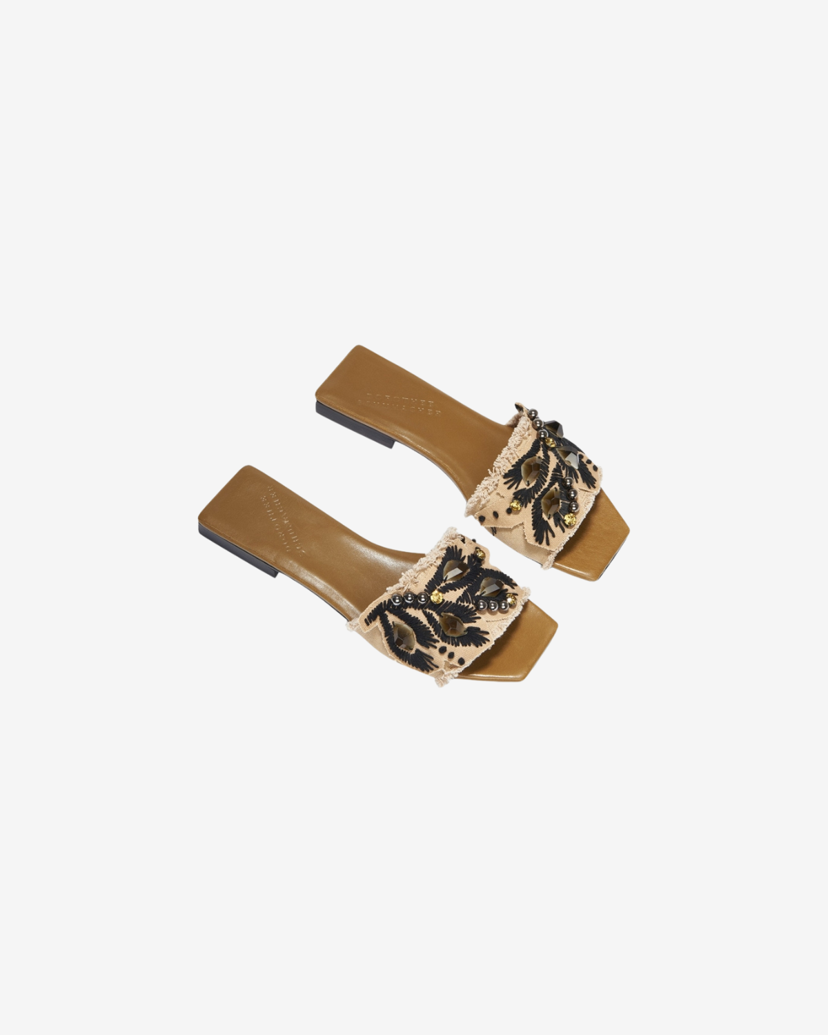EMBROIDERED DREAMS canvas sandals black on beige