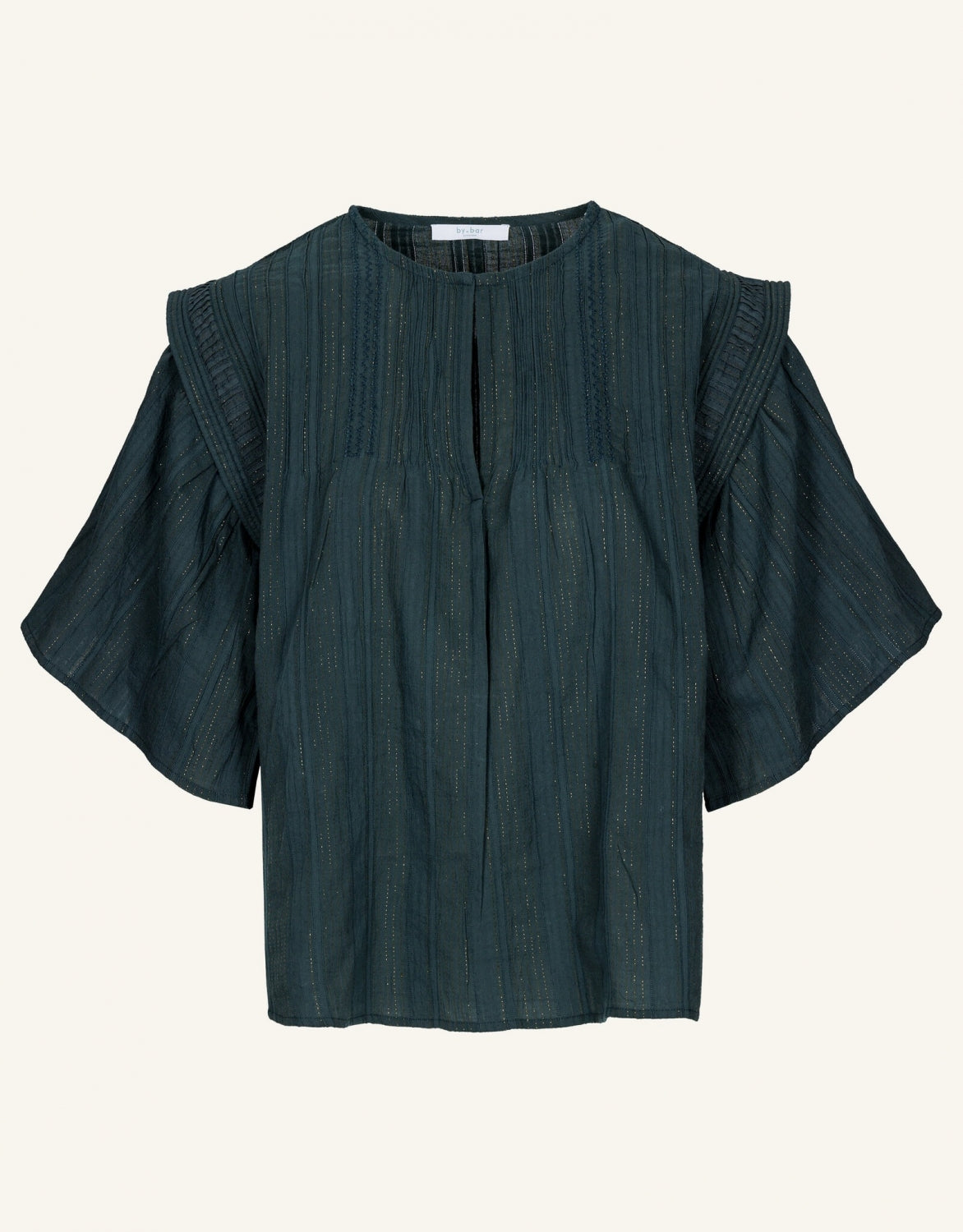 liam lurex ss blouse pine forest