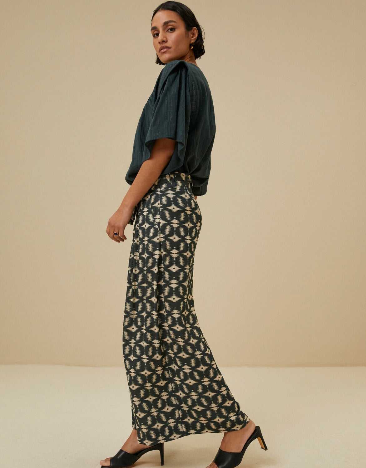 liam lurex ss blouse pine forest