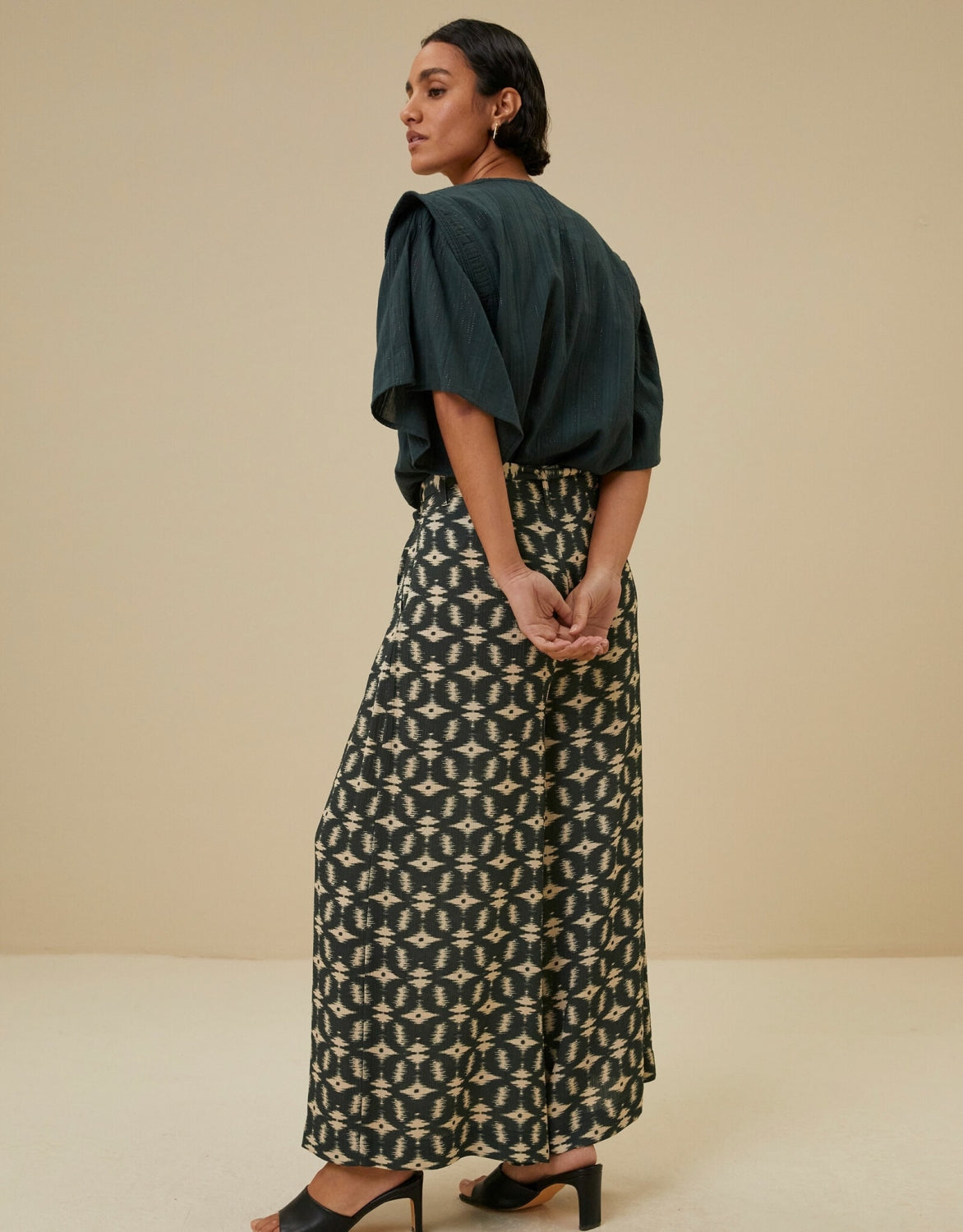 liam lurex ss blouse pine forest