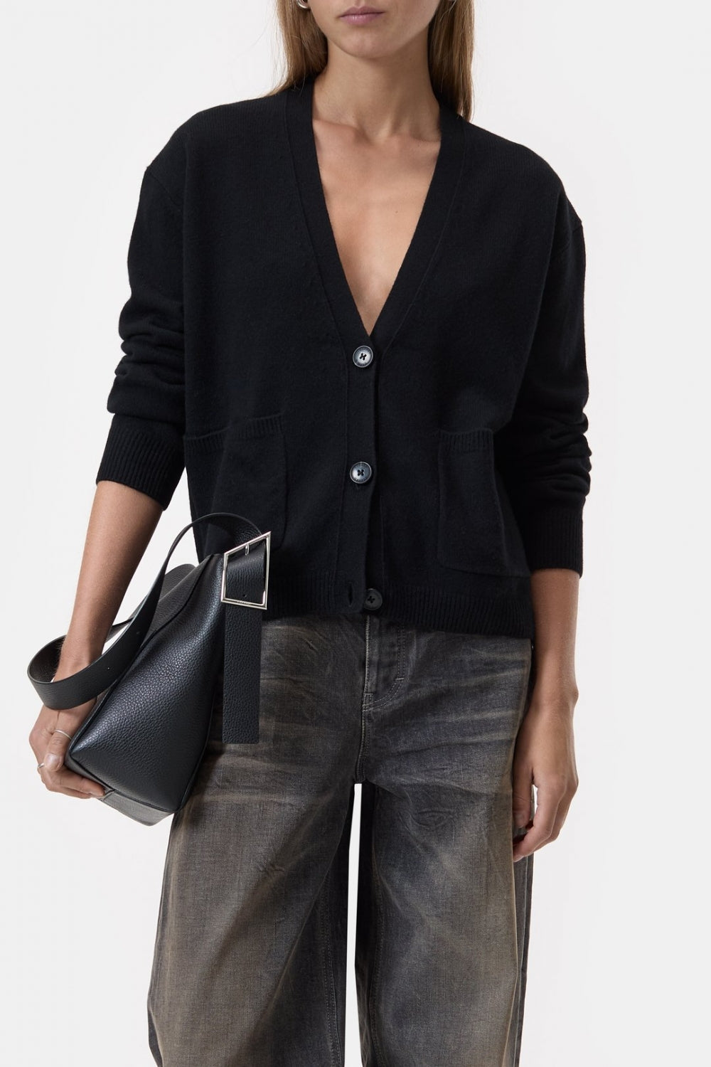 V cardigan long sleeve black