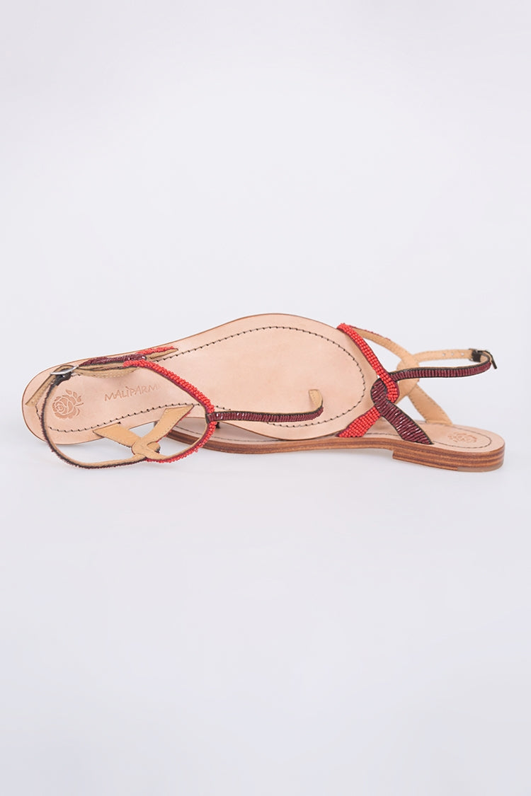 Sandalo Cuts & Beads Rood