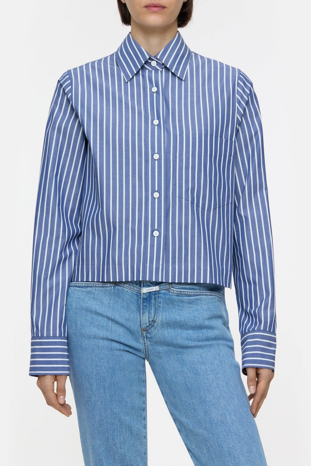 cropped classic shirt Graphite blue