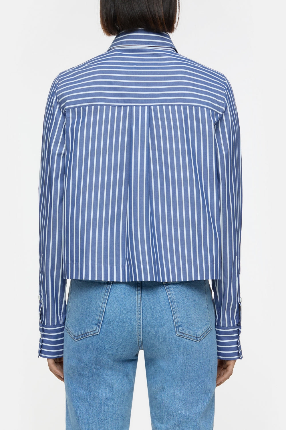 cropped classic shirt Graphite blue