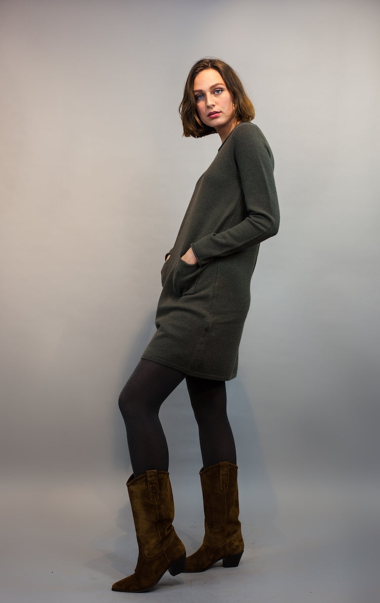 kleid Taschen Groen