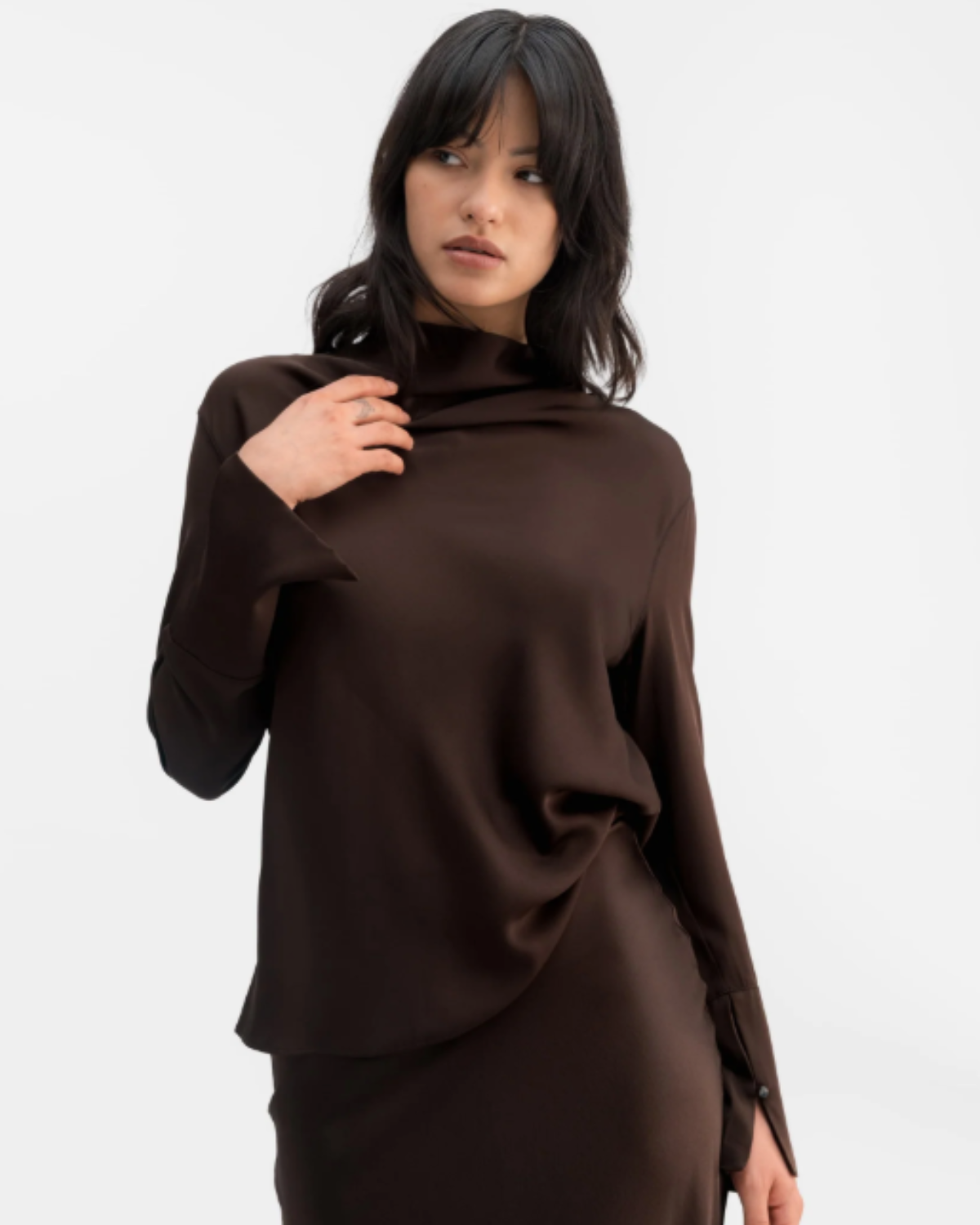 Ayumi silk blouse Dark brown