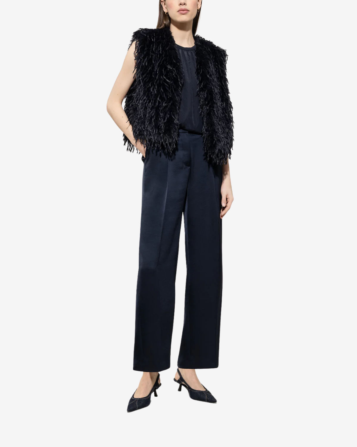 Vest fancy fake fur - dark blue