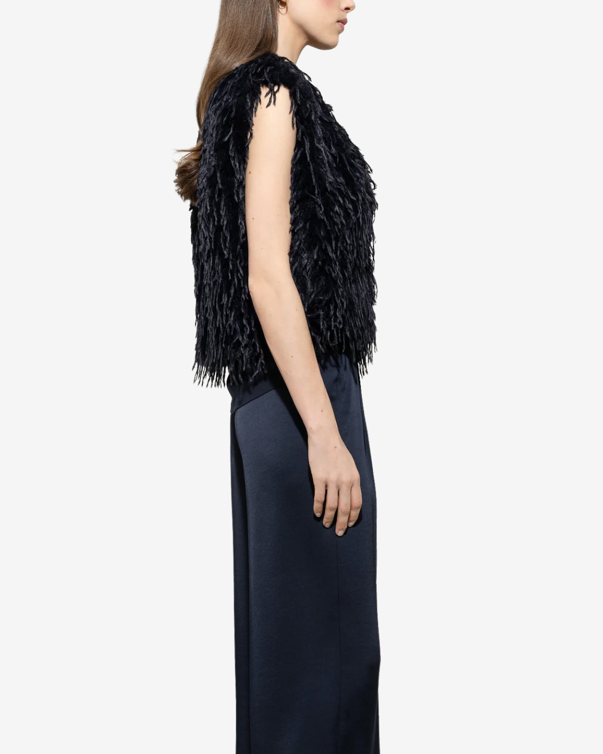 Vest fancy fake fur - dark blue