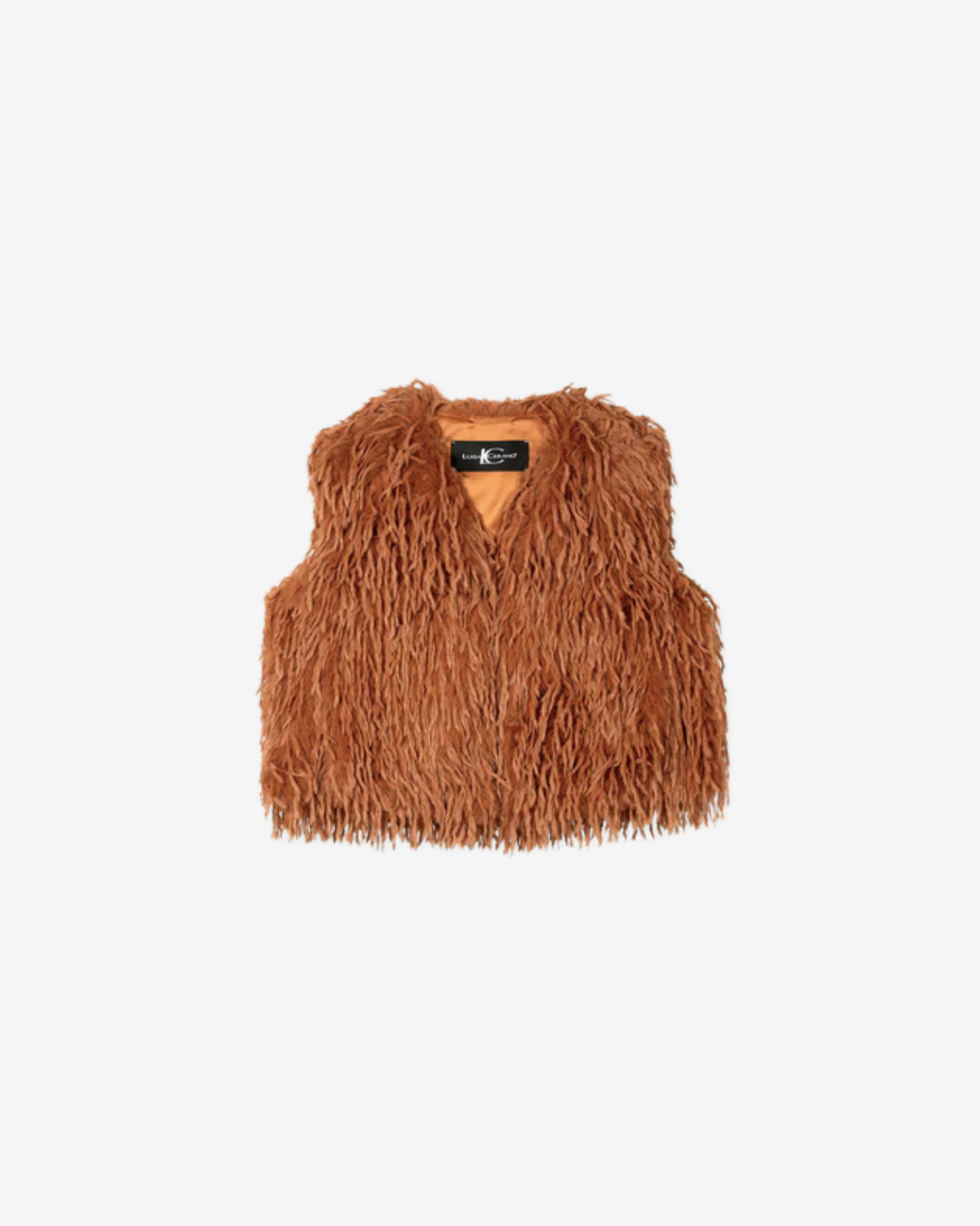 Vest fancy fake fur cinnamon