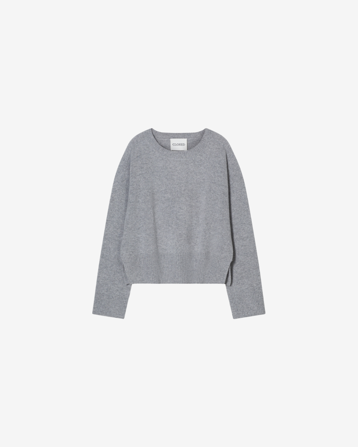 Crew neck wide sleeve light grey melange