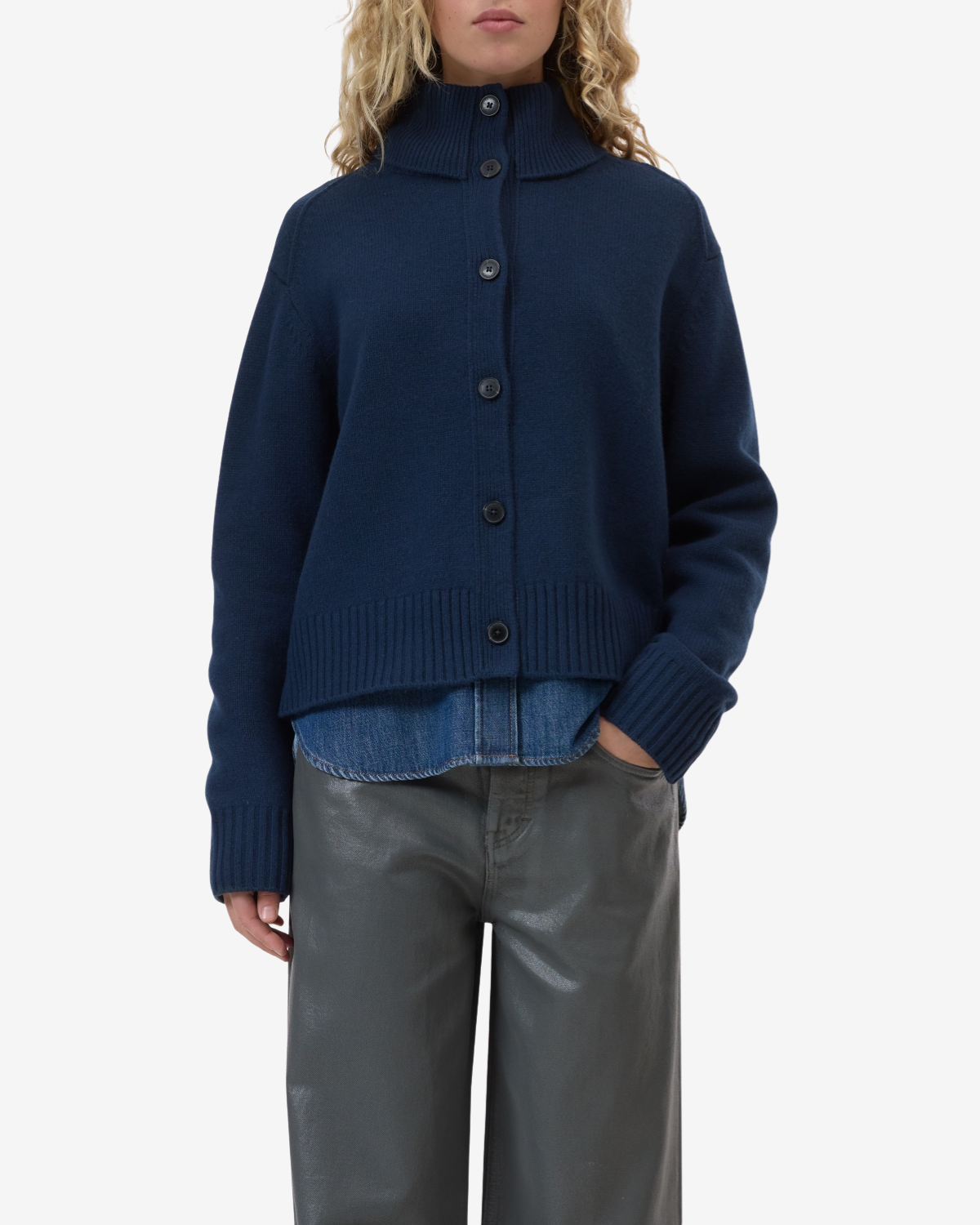 Rollneck cardigan Dark night