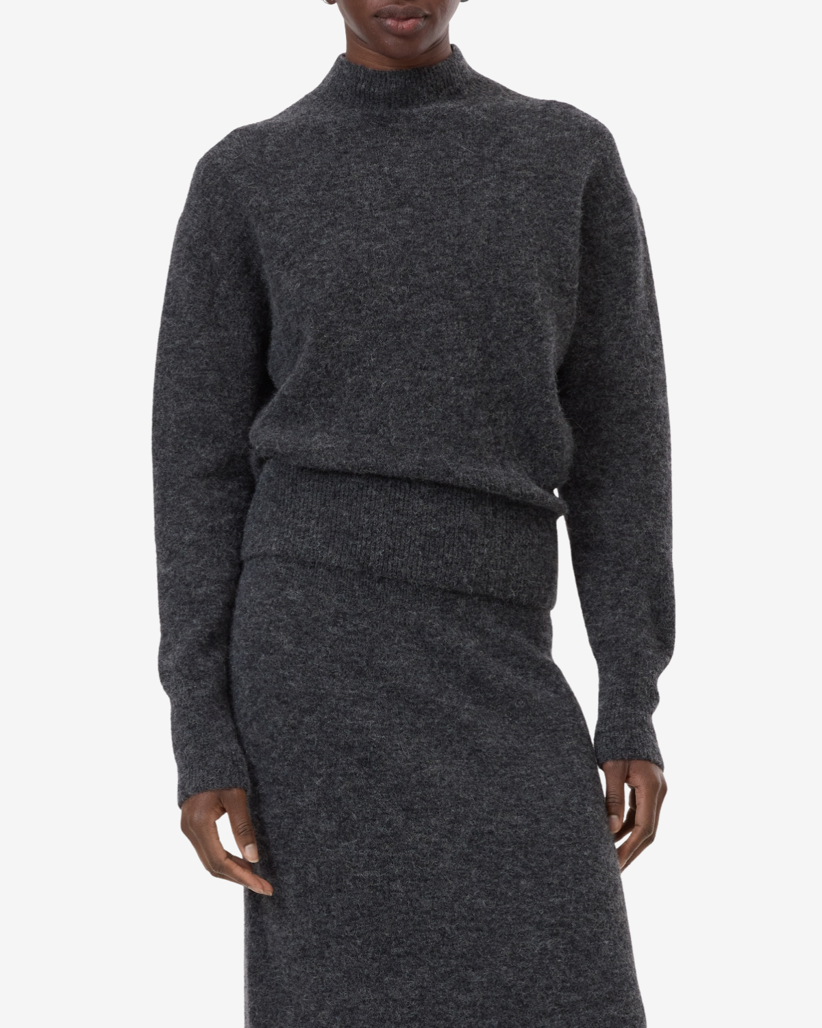Mock neck long sleeve Dark grey melange