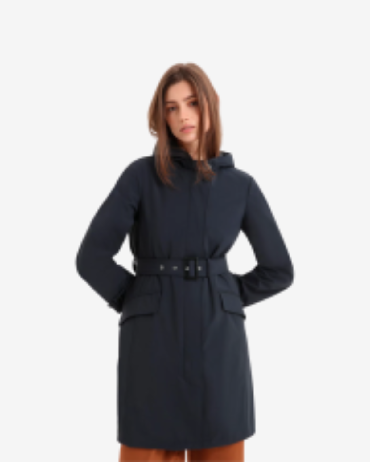 Belted fayette light parka melton blue