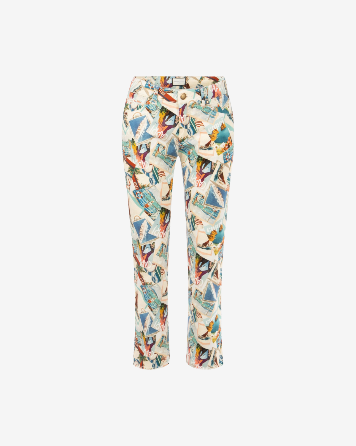 claire cropped beige grahical