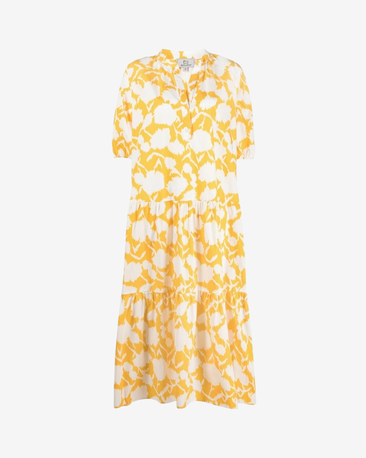 Printed poplin dress fire yellow flower 2