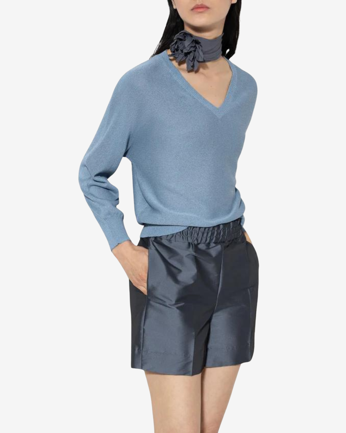 V-neck Pullover Smoky blue