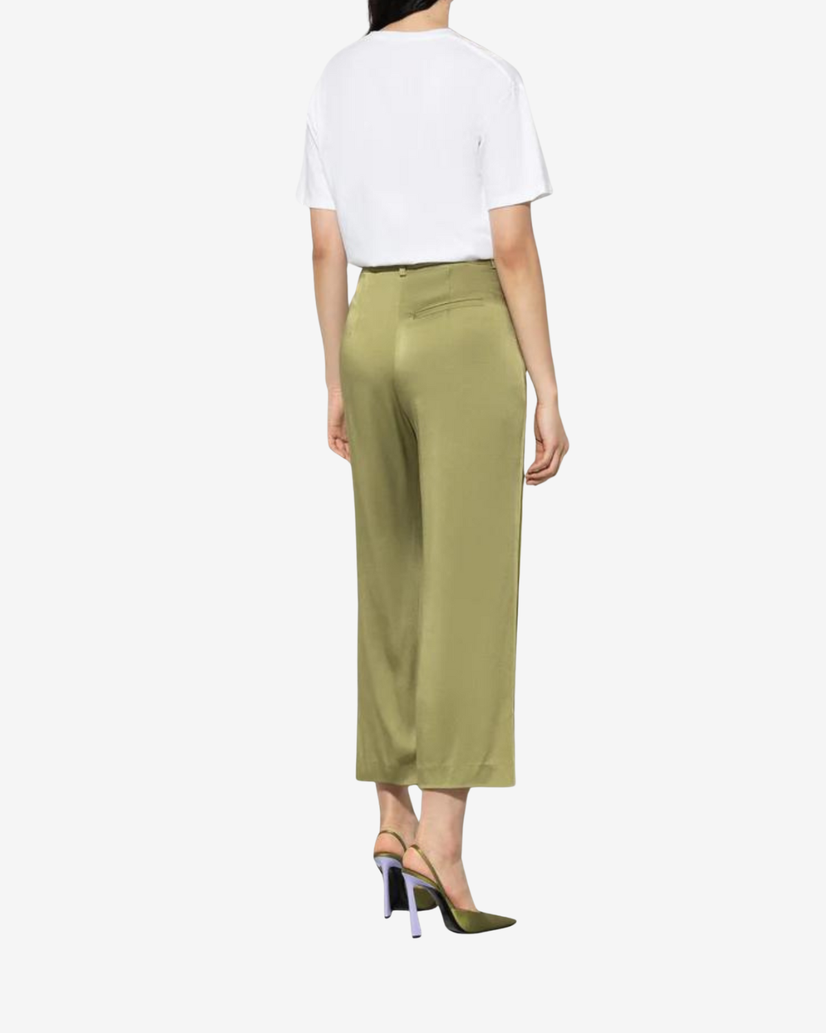 Satijnen broek moss green