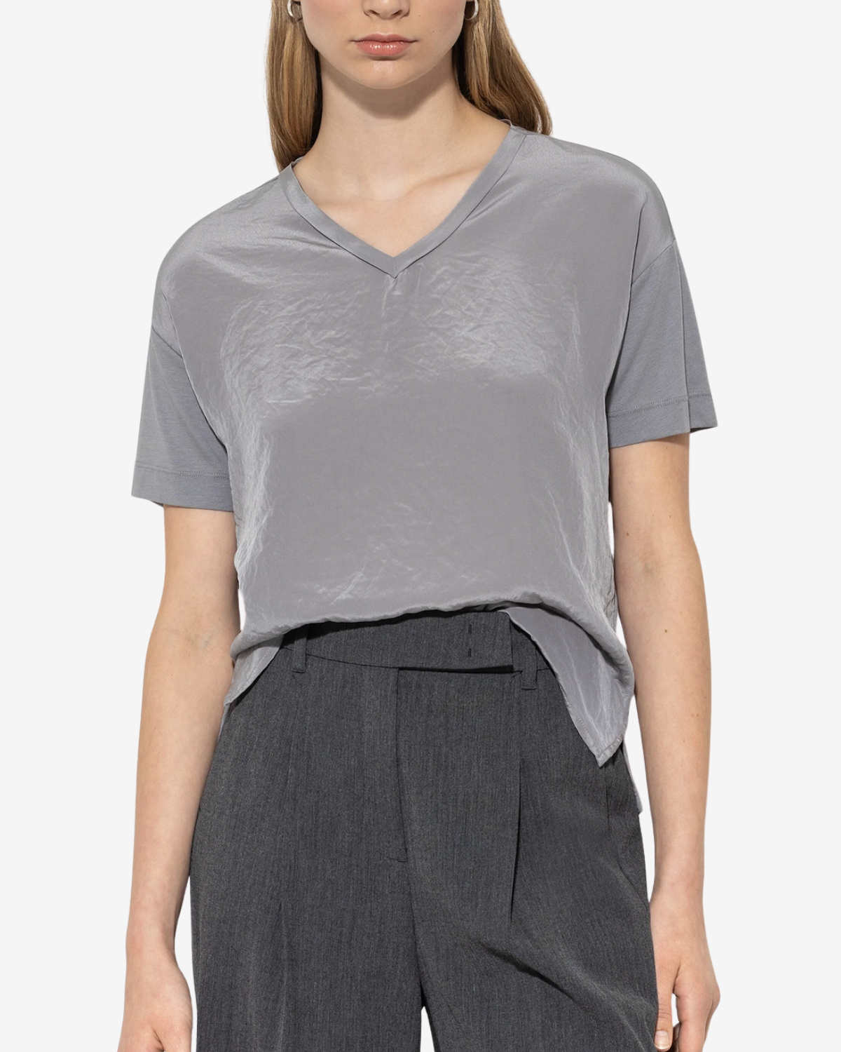V-neck Shirt silver grey
