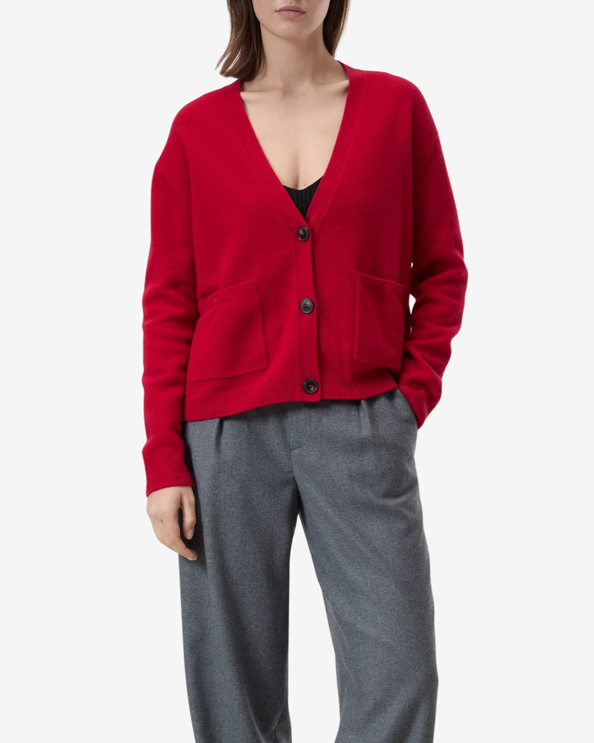 Cropped crew neck Chili pepper red