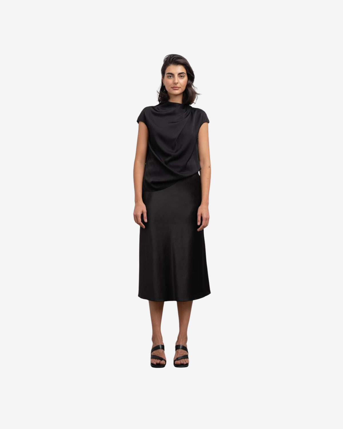 Hana satin skirt black