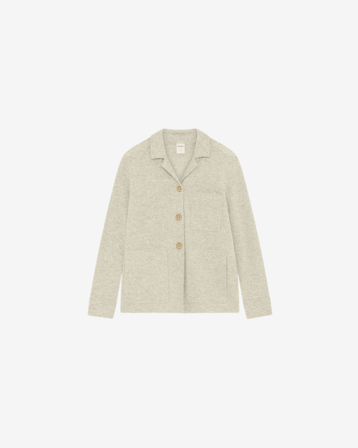Jacket W open collar Pearl grey melange