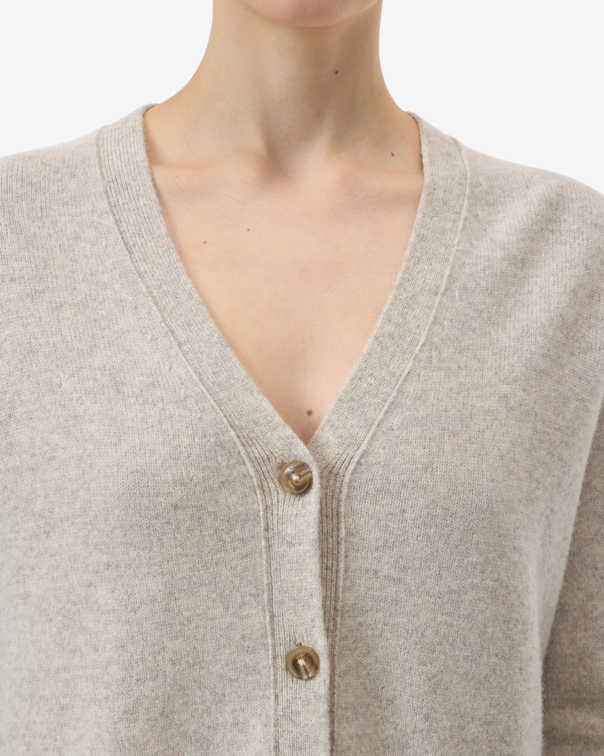 V neck cardigan beige melange
