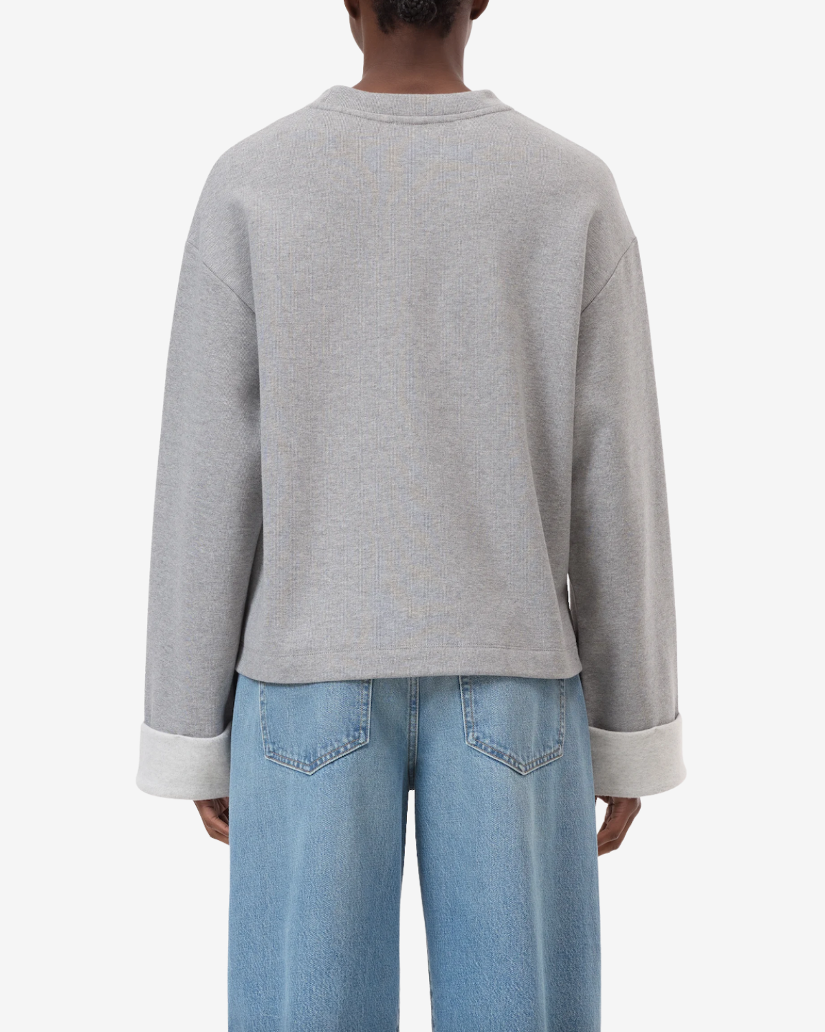 Turn-up longsleeve light grey melange