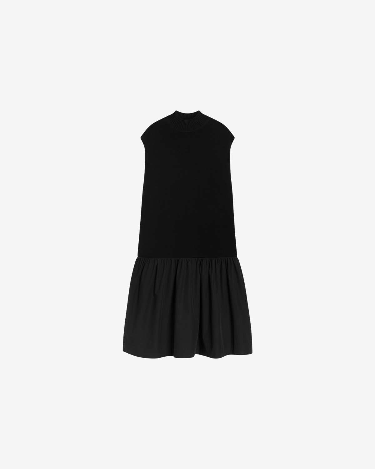 poplin knit dress black