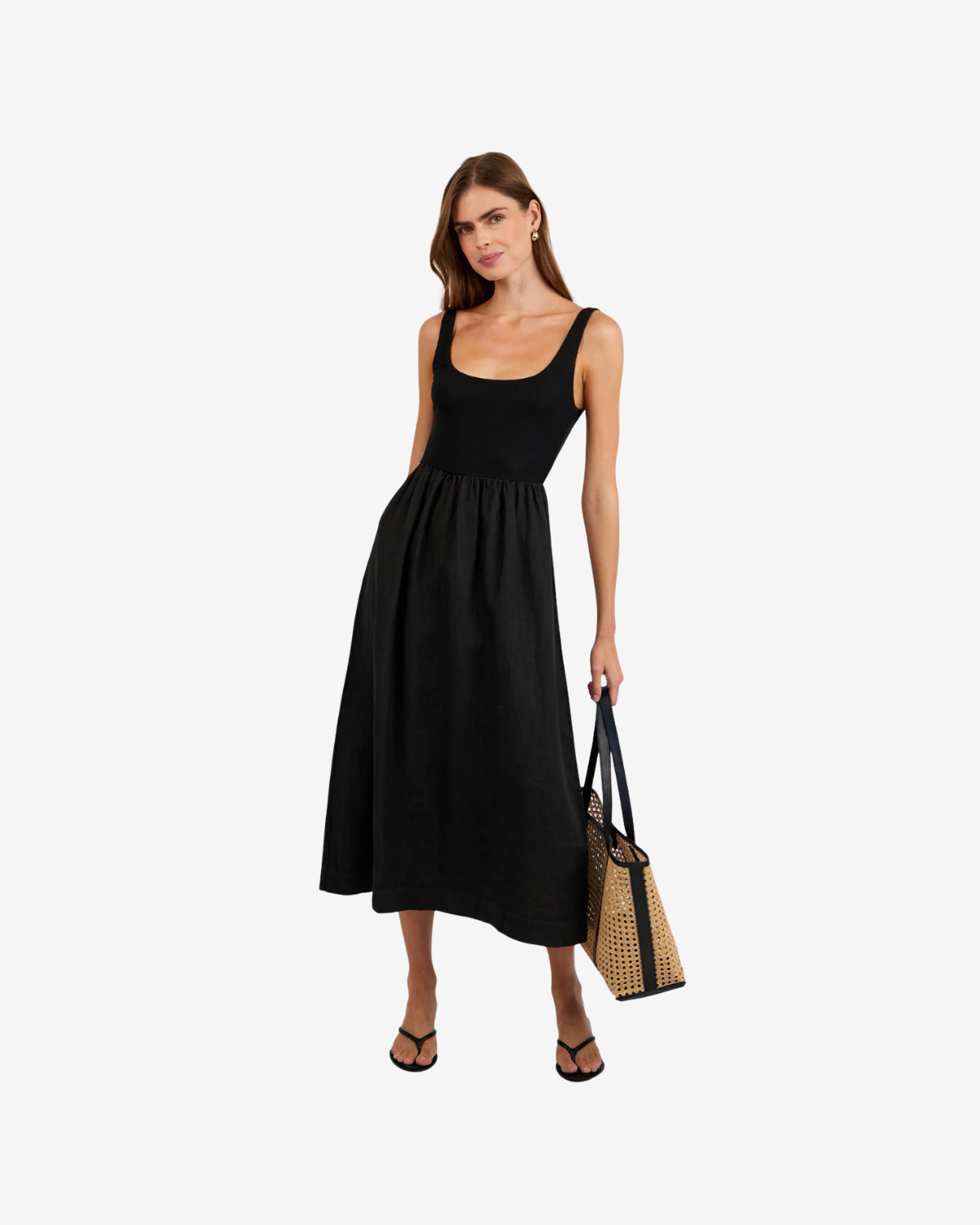 Sleeveless knit combo dress black