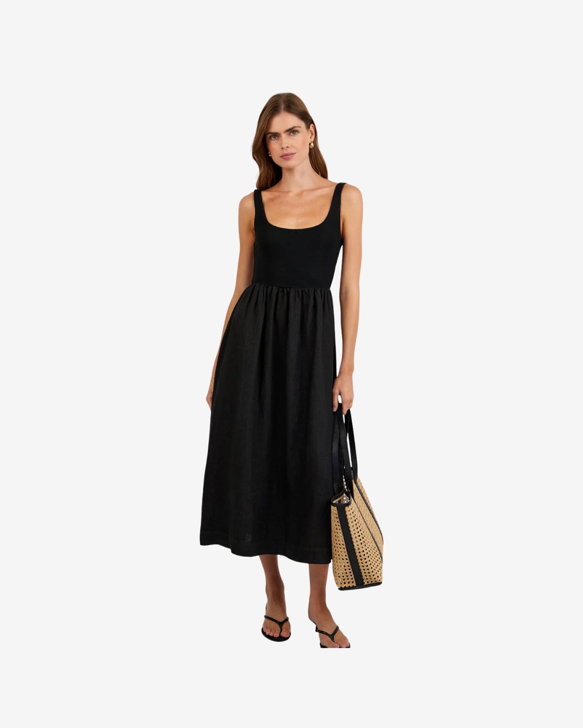 Sleeveless knit combo dress black
