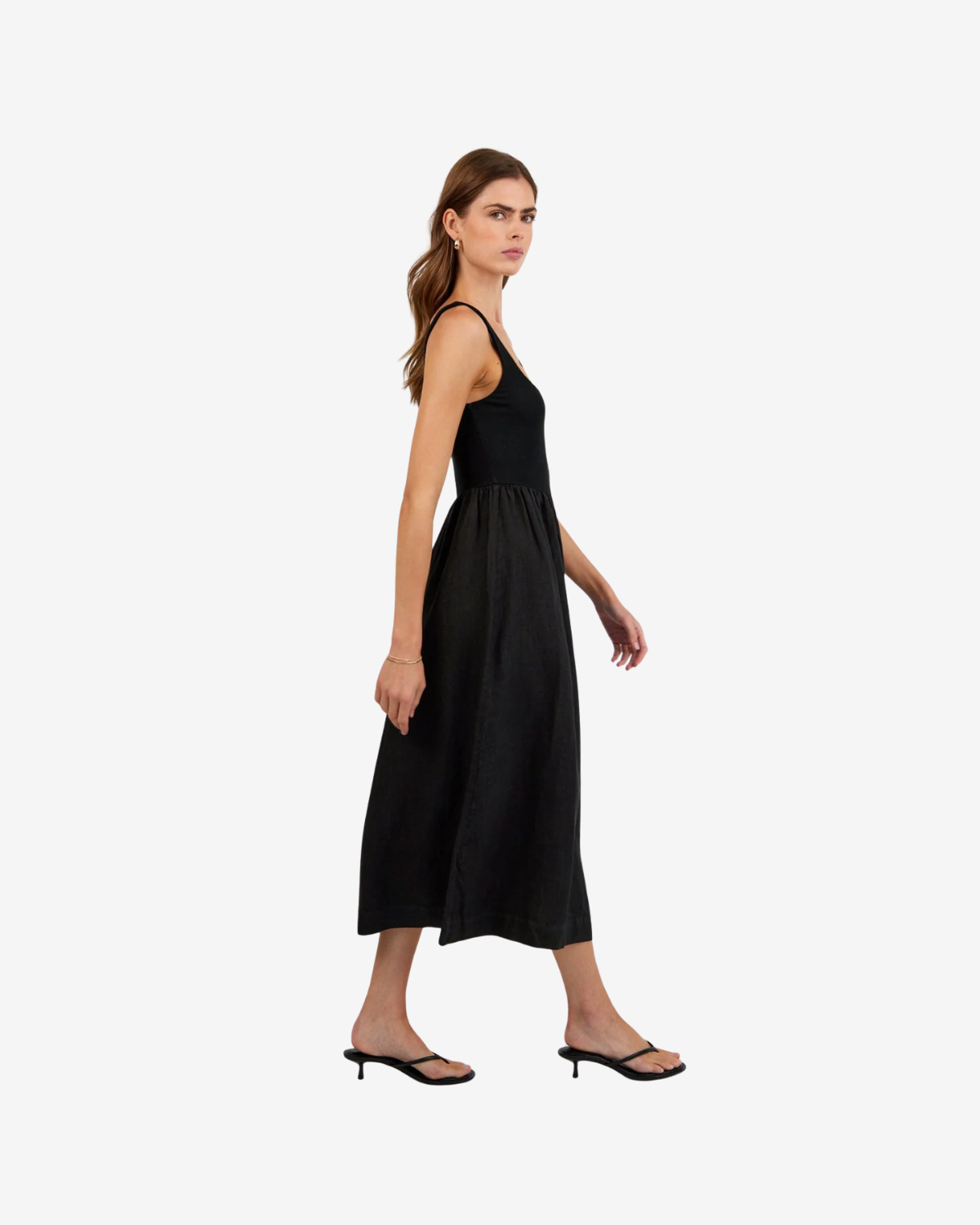 Sleeveless knit combo dress black