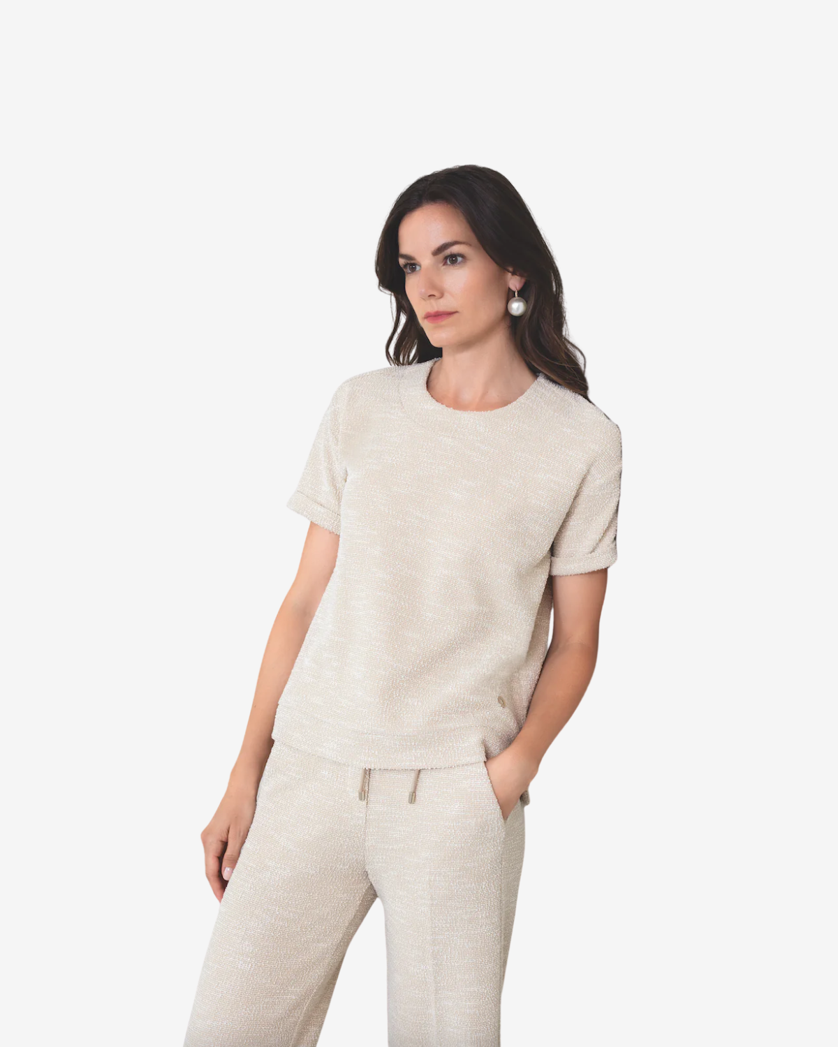 Sweater with contrast details Cream Beige