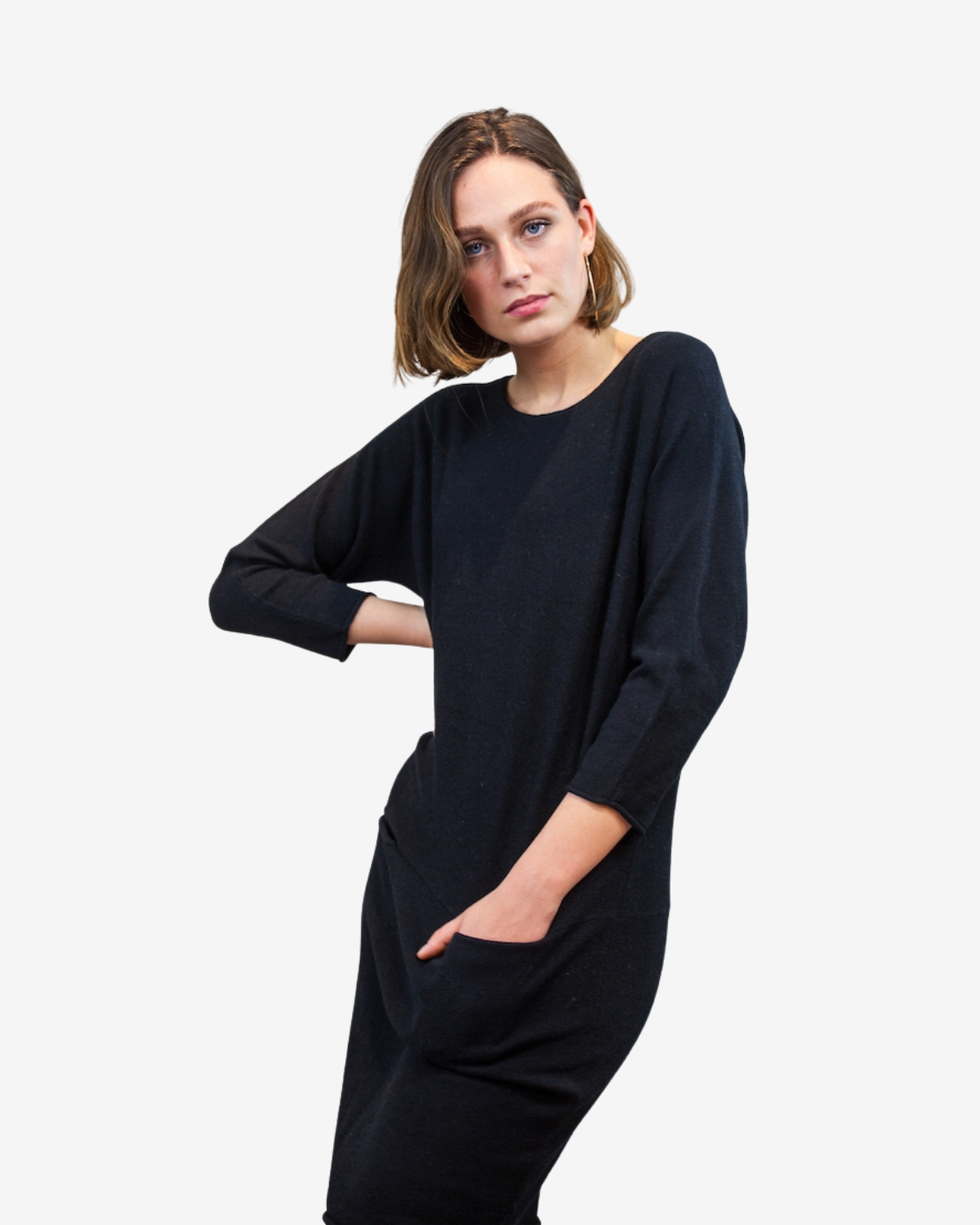 kleid Taschen Zwart