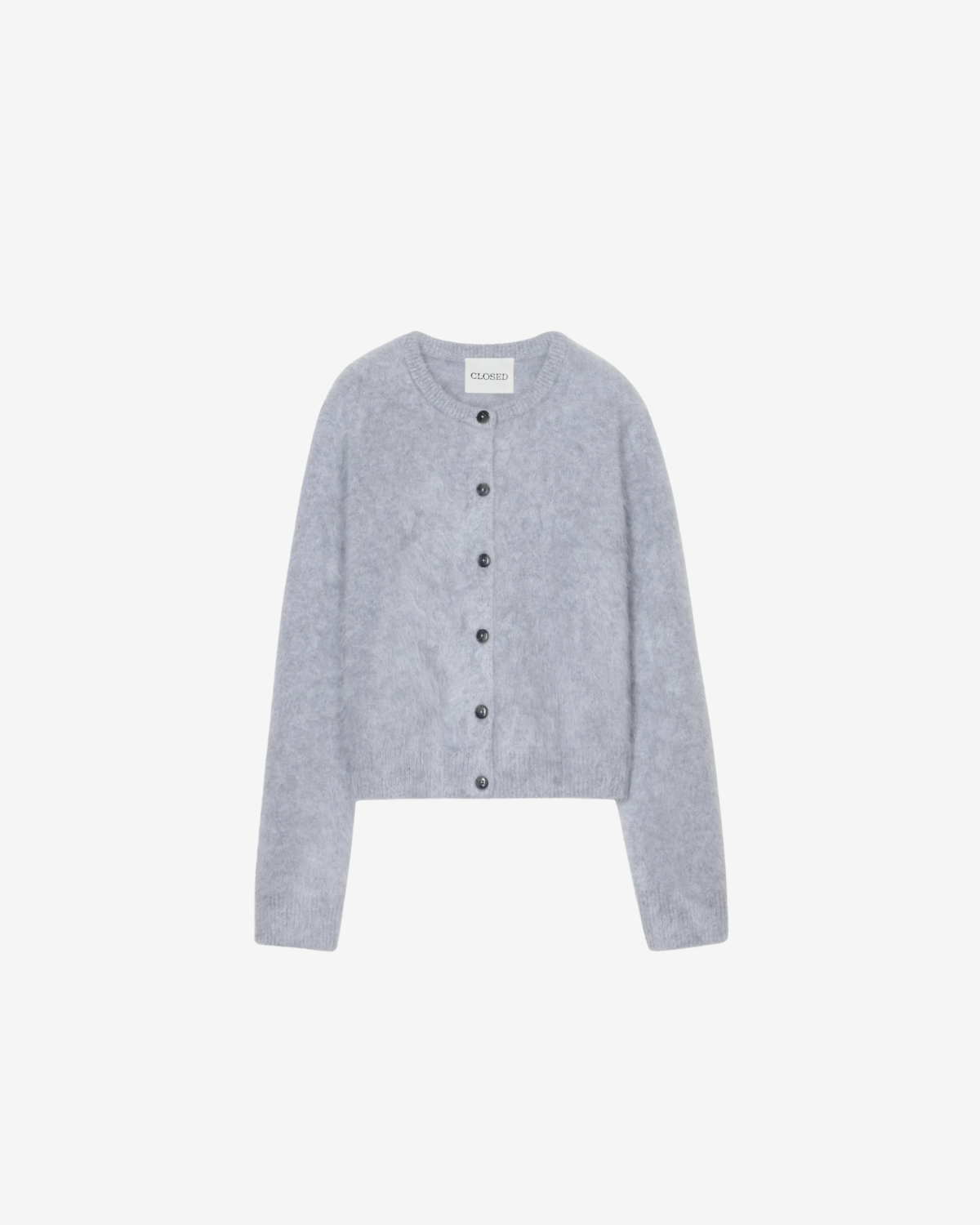 Crew neck cardigan light grey melange