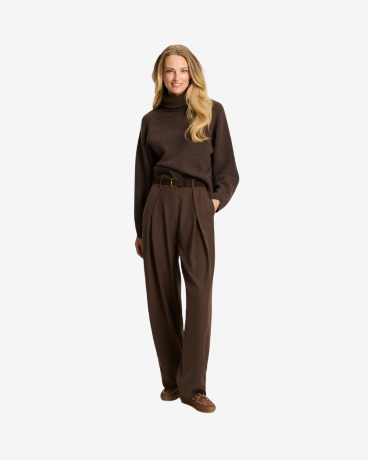 Lux Cropped Turtleneck Cacao Melange