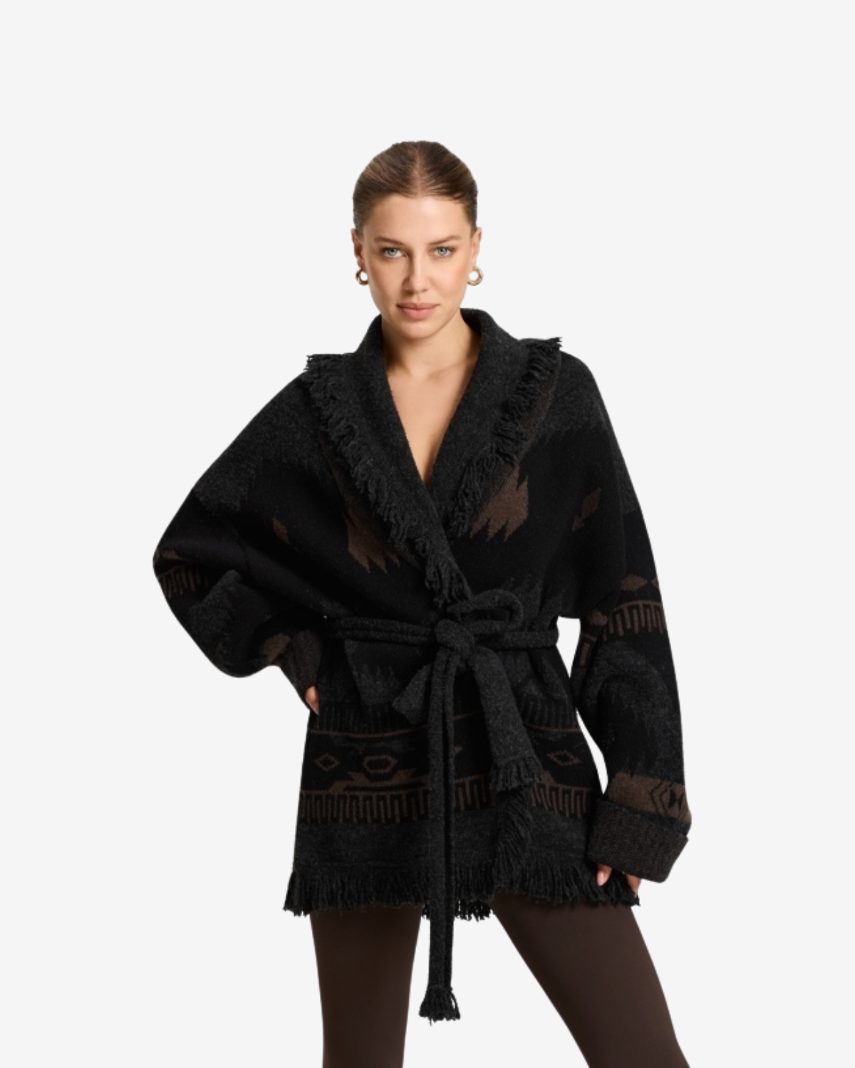 Ymke Cardigan Dusk brown black sand