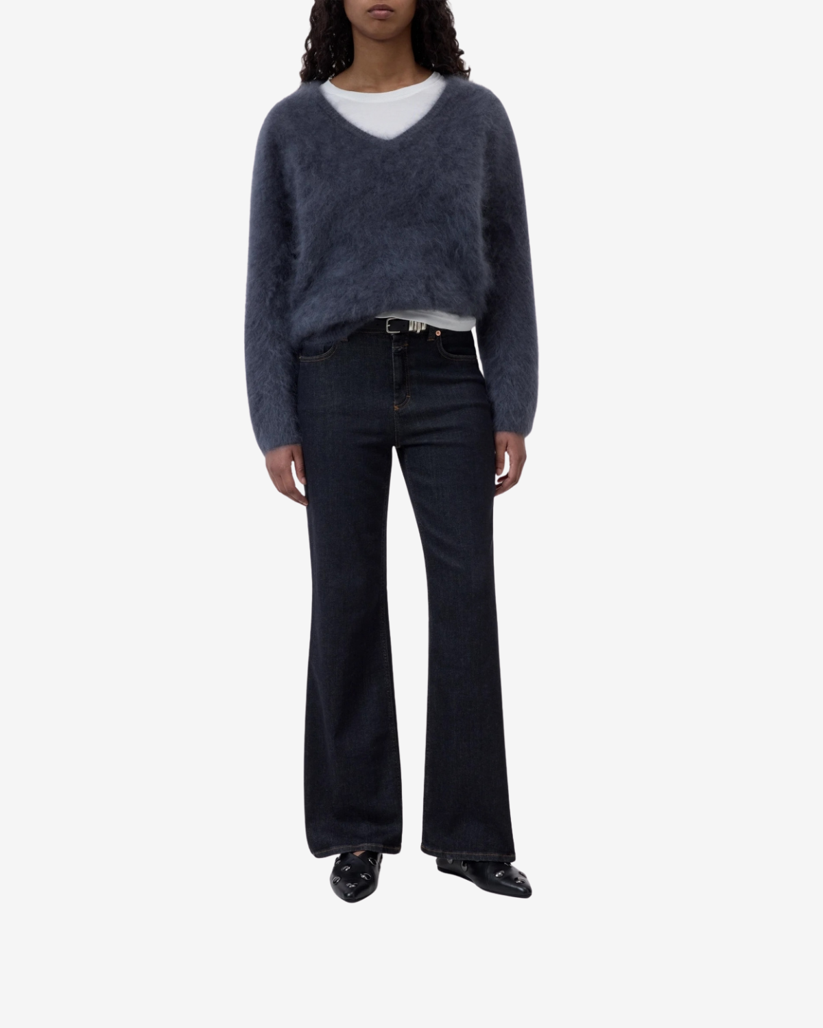 V neck sweater Storm blue