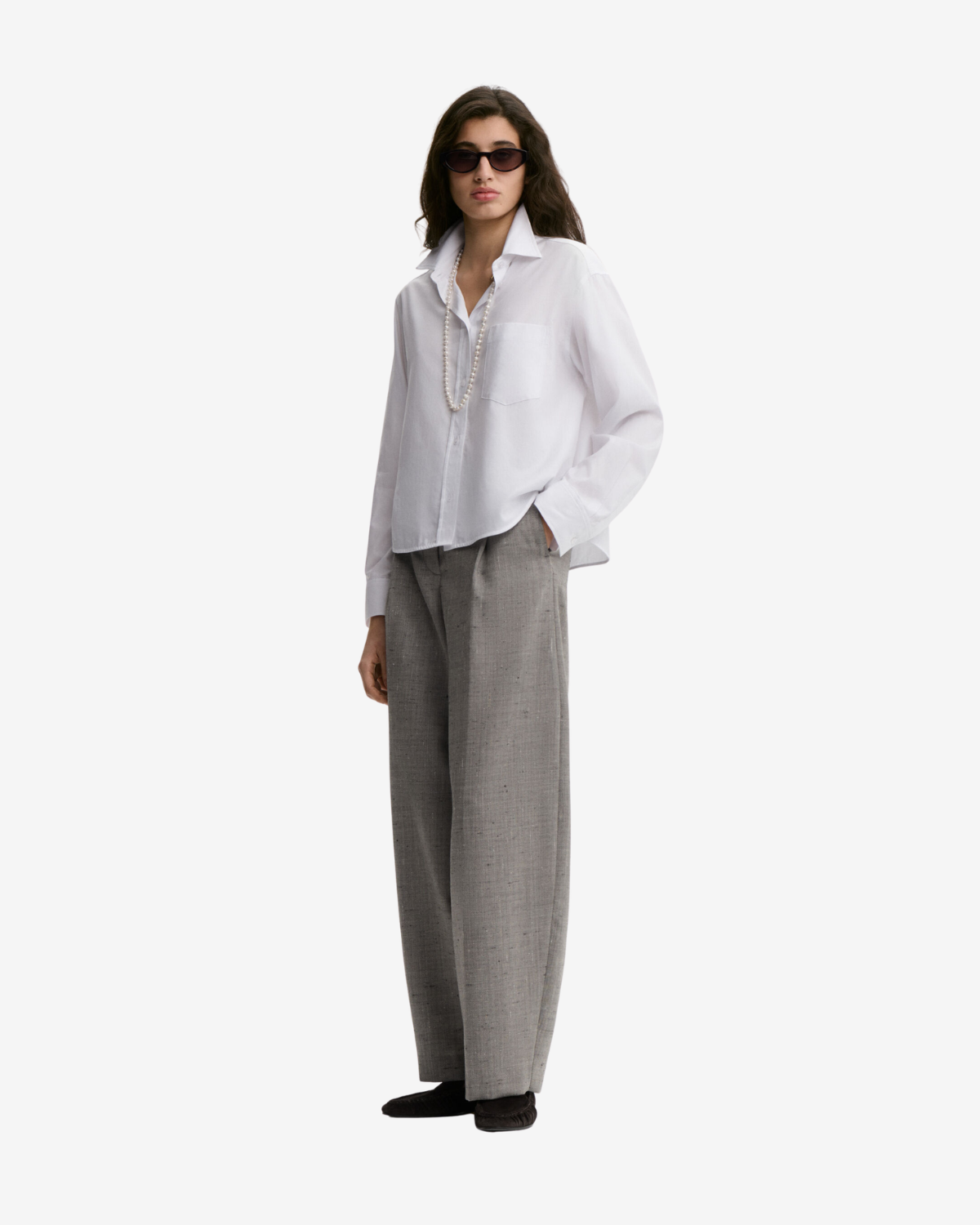 Aubrey Cropped White herringbone
