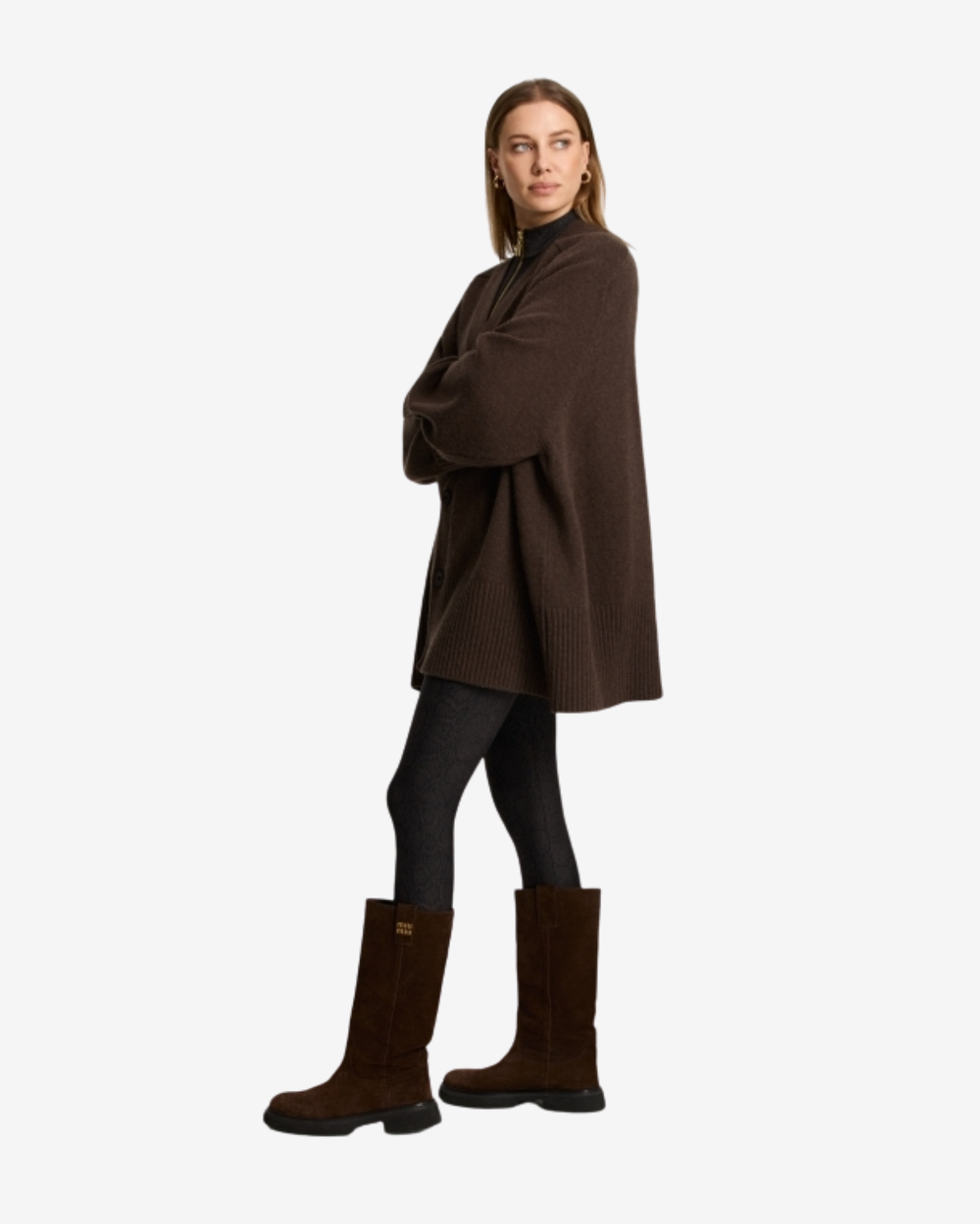 Florence boyfriend cardigan Cacao Melange