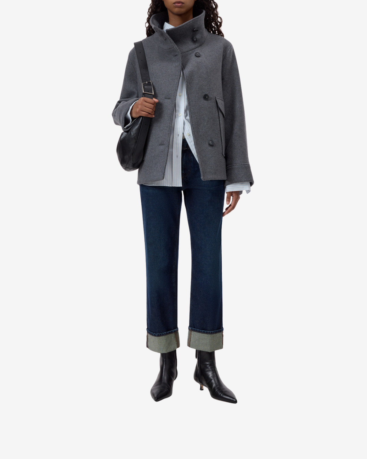 Wool jacket Dark grey melange