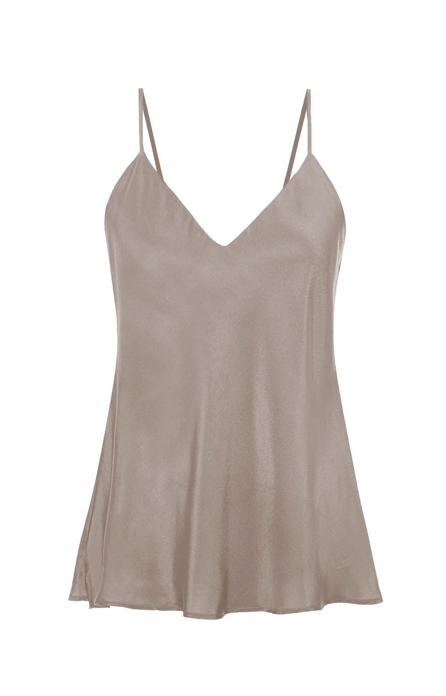 Double Silk Solid Cami Taupe