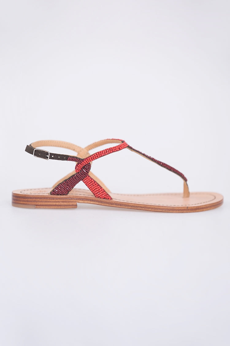 Sandalo Cuts & Beads Rood