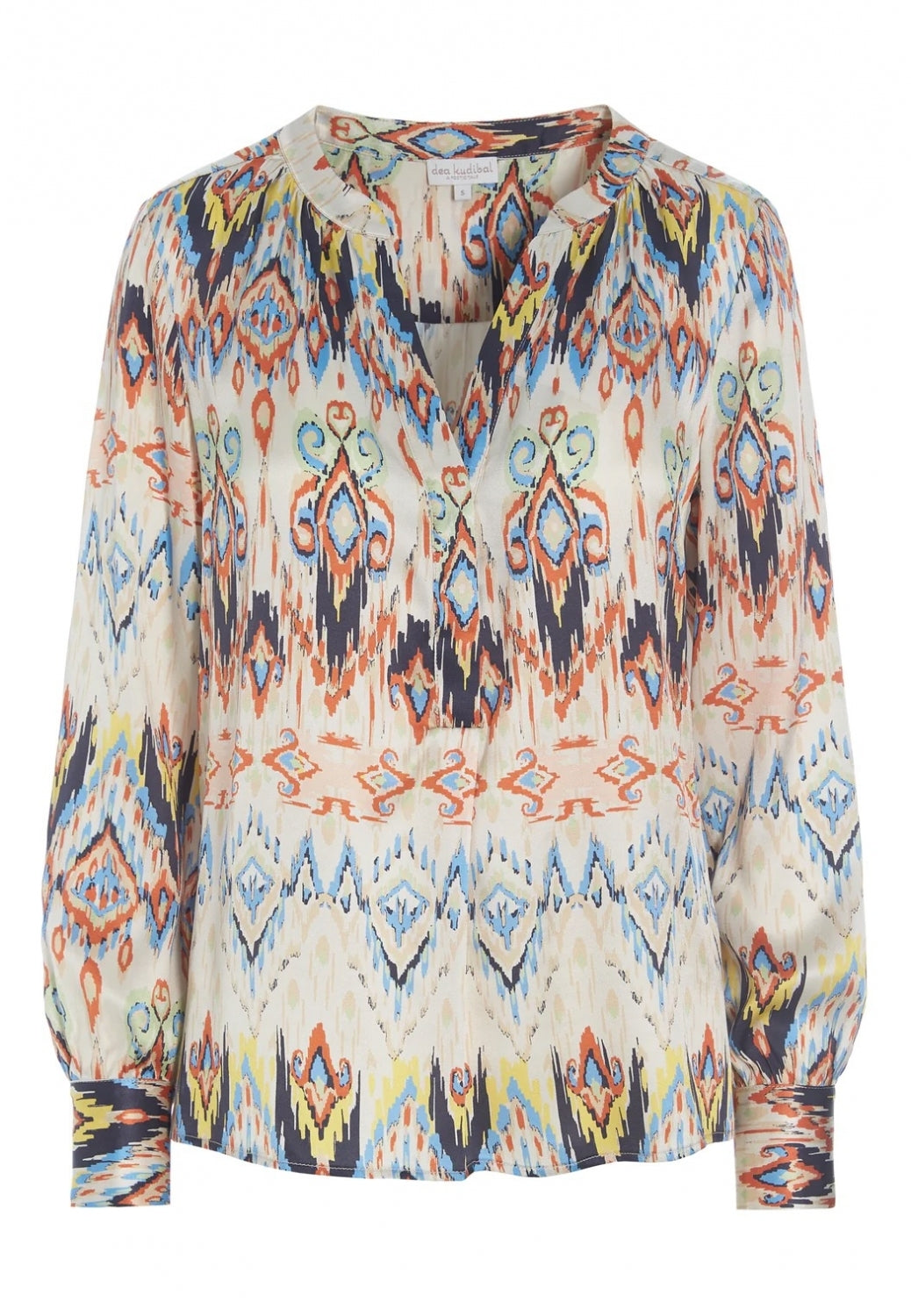 KAY-blouse with hidden placket  ikat salsa