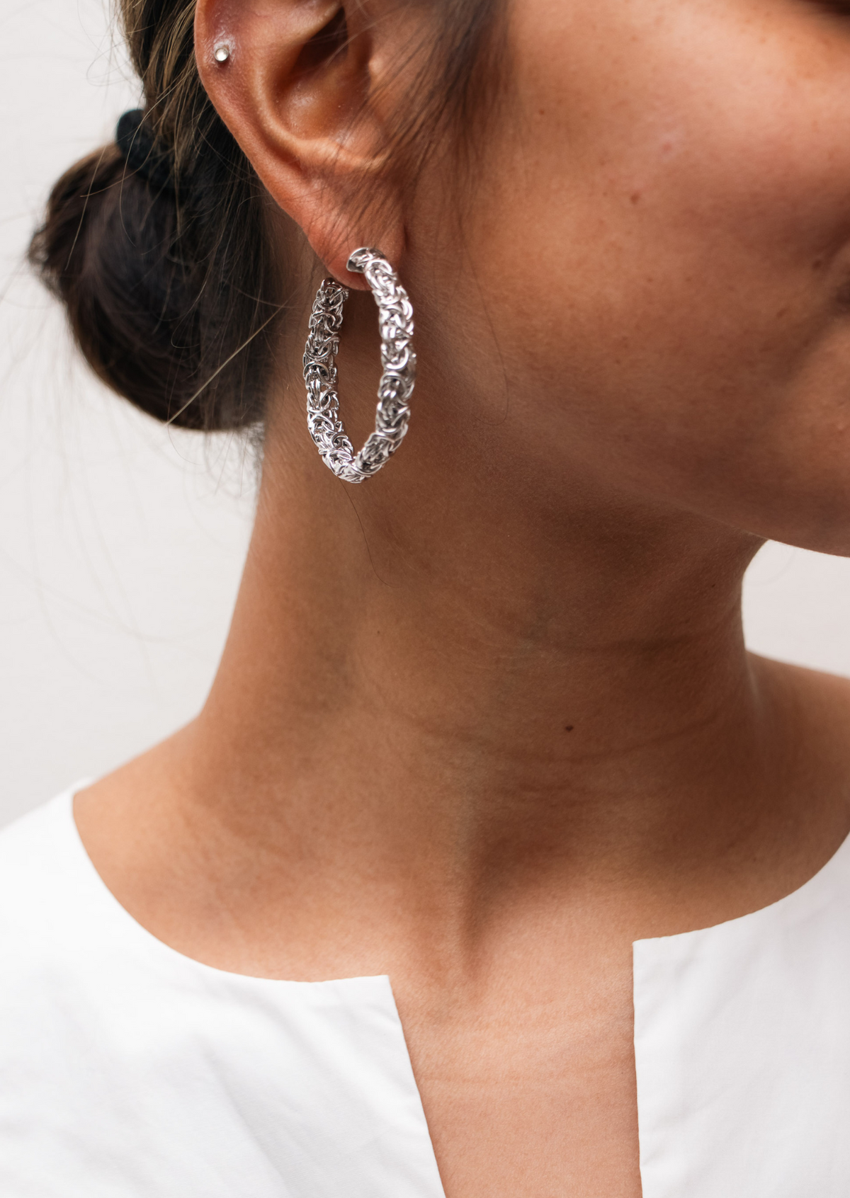 BYZANTINE earrings big rhodium
