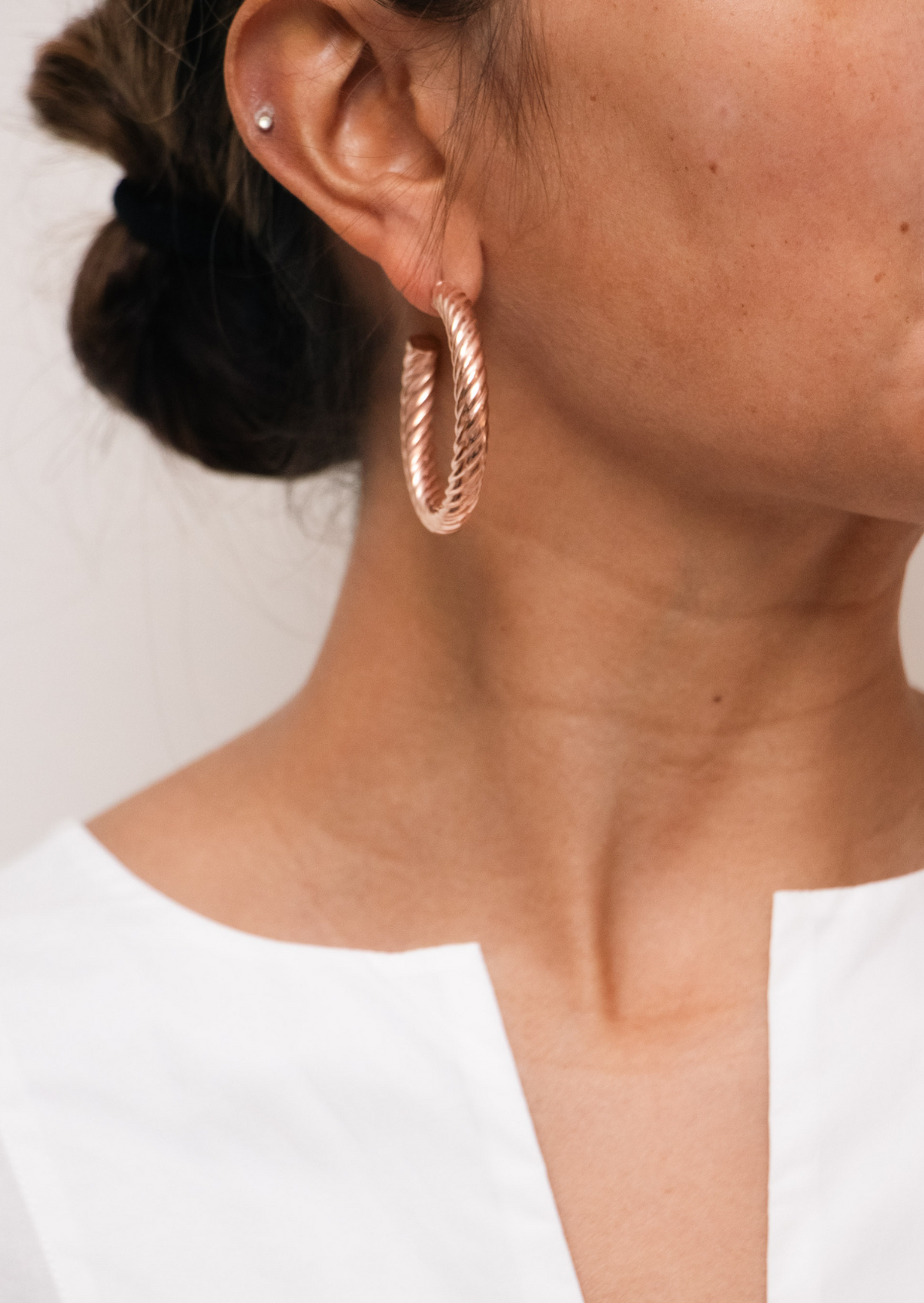 hoop twist medium rose goud