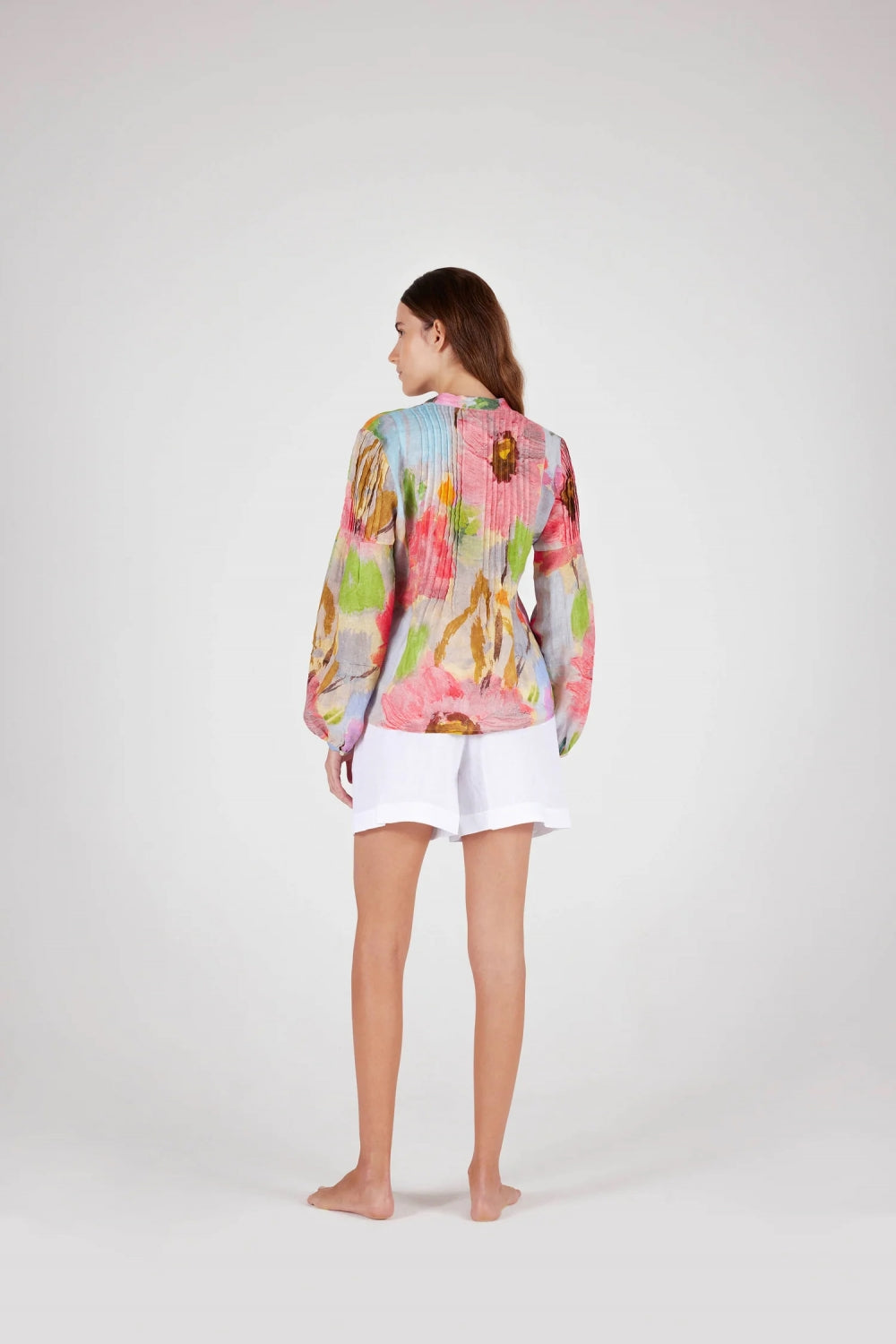 Short sleeve printed women shirt  washed