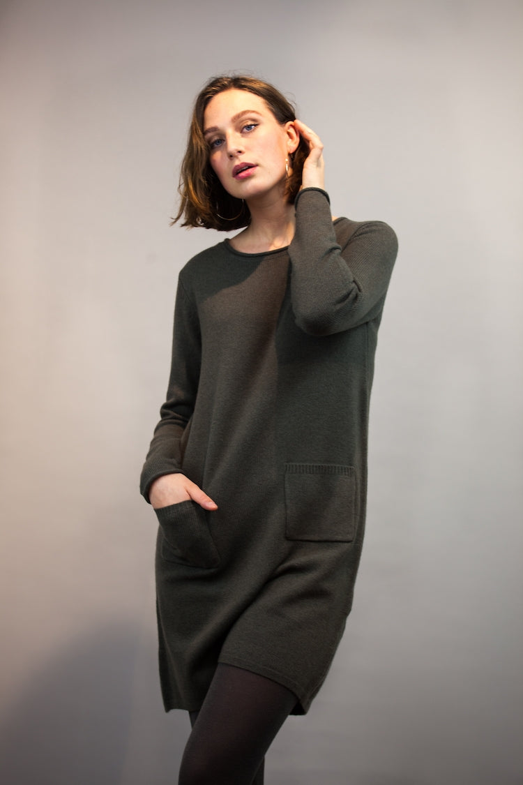 kleid Taschen Groen
