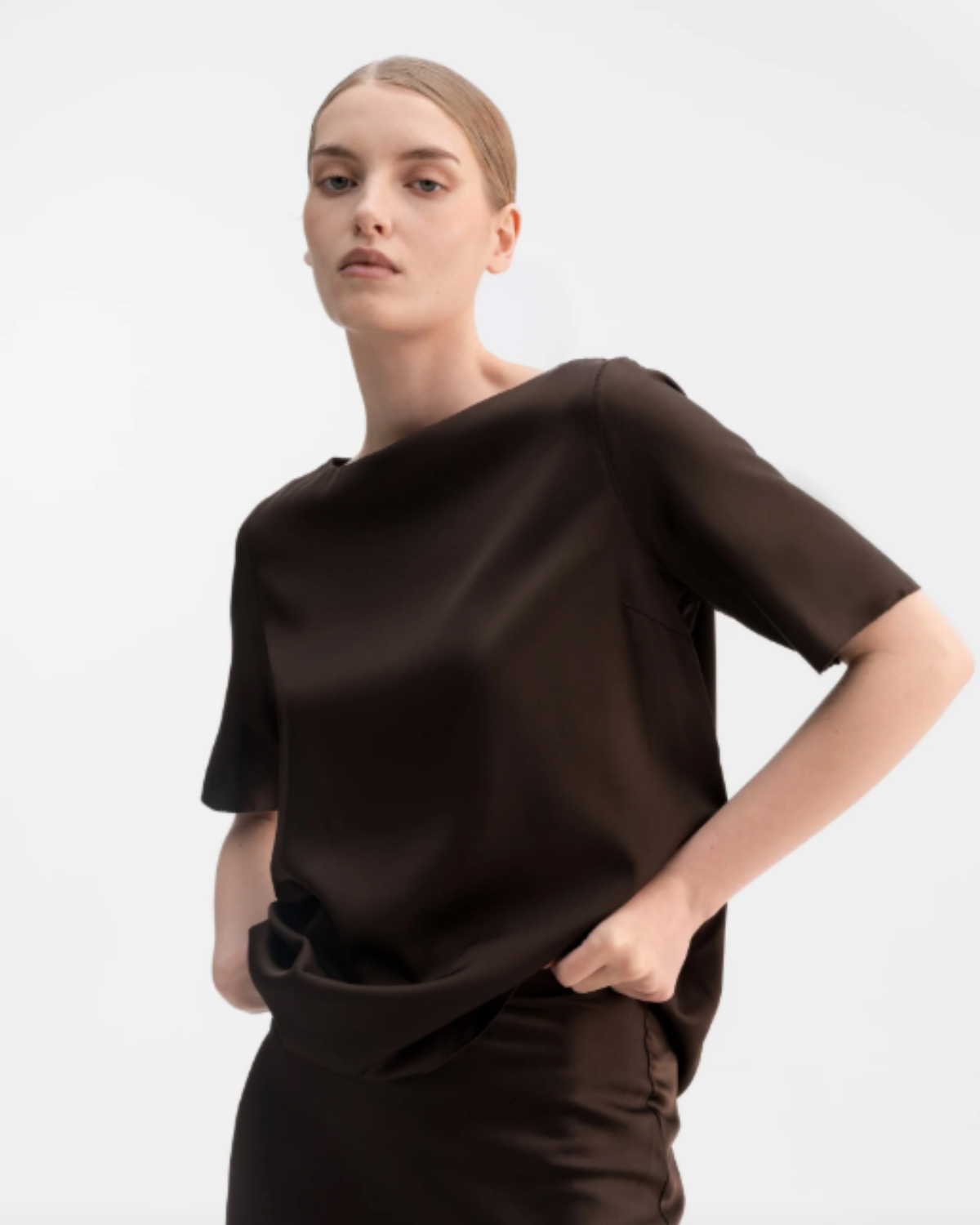 Yoli silk blouse Dark brown